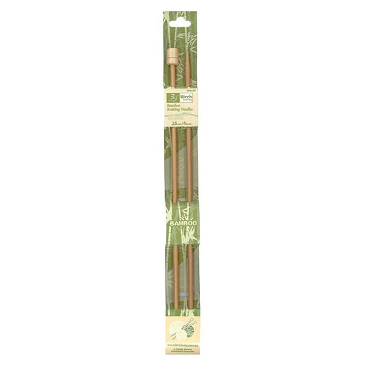 Pack of single pointed 4.00mm bamboo knitting needles with Birch branding.