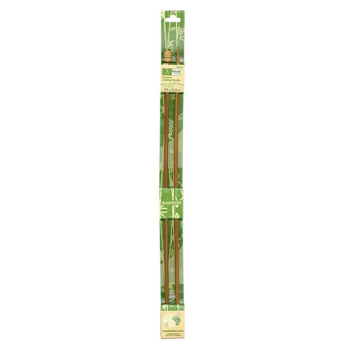 Pack of single pointed 4.50mm bamboo knitting needles with Birch branding.