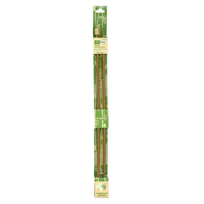 Pack of single pointed 5.00mm bamboo knitting needles with Birch branding.