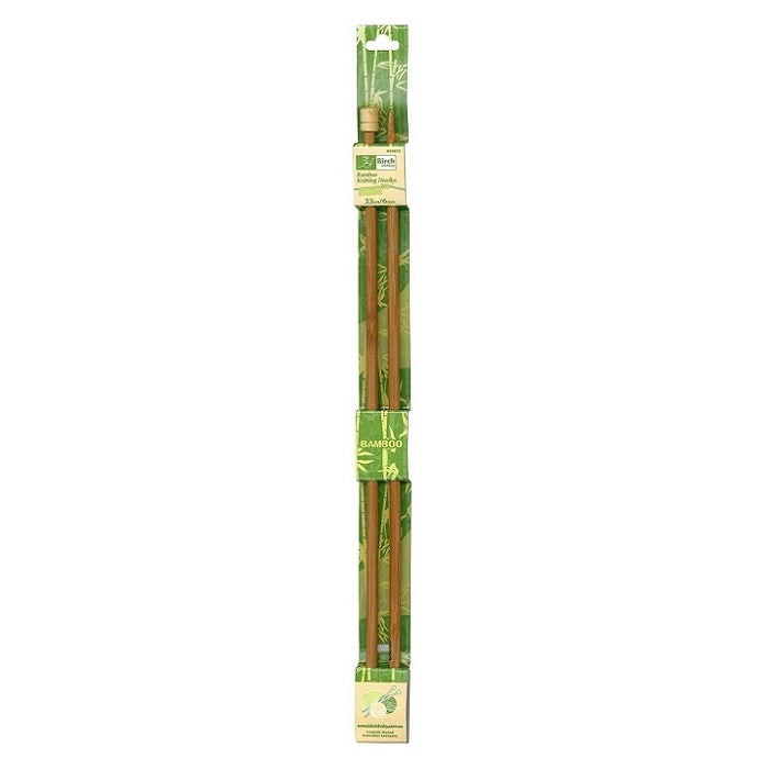 Pack of single pointed 6.00mm bamboo knitting needles with Birch branding.