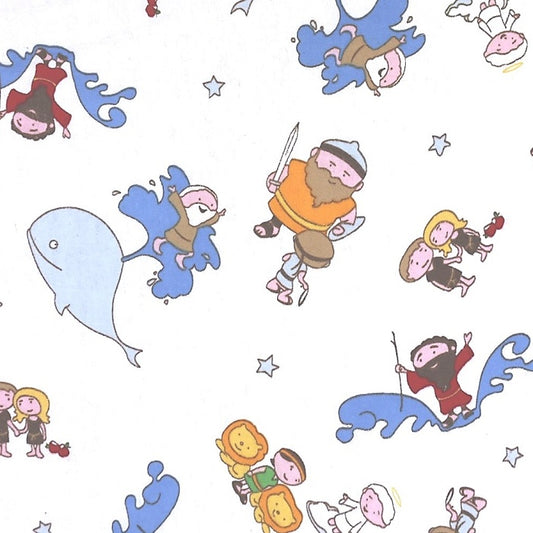 Cartoon illustrations of bible characters.