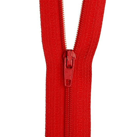 Red nylon dress zip.