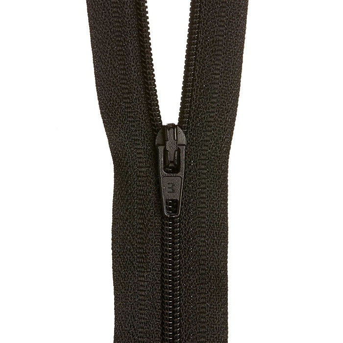 Black nylon dress zip.