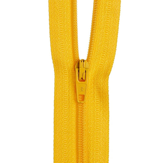 Bright yellow nylon dress zip.