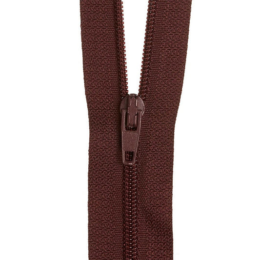 Red brown nylon dress zip.