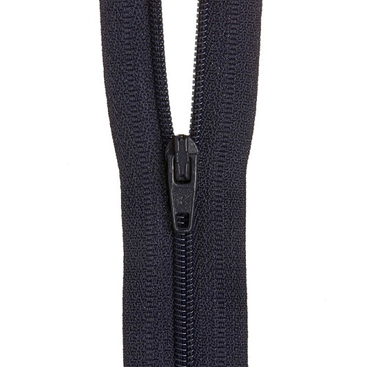 Dark blue nylon dress zip.