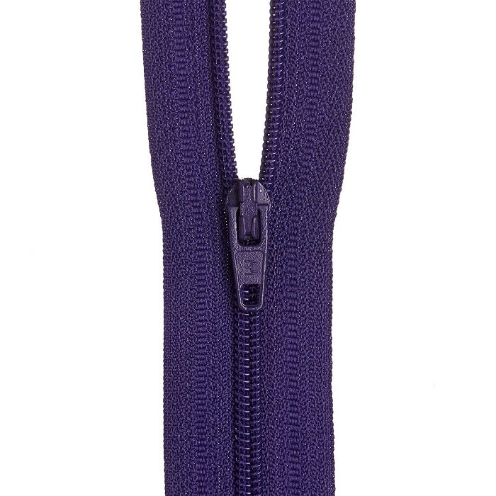 Dark purple nylon dress zip.