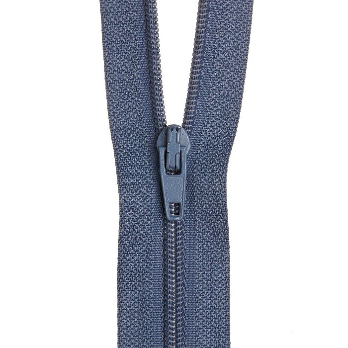 Blue nylon dress zip.