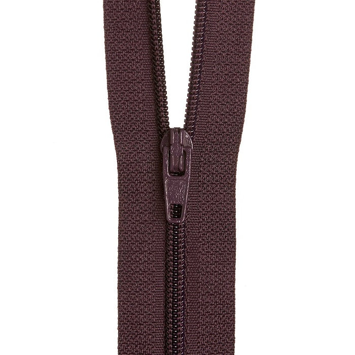 Dark red purple nylon dress zip.