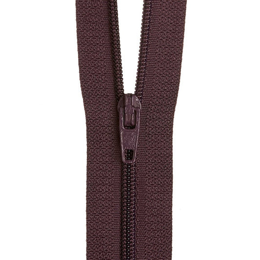 Dark red purple nylon dress zip.