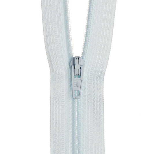 Pale blue nylon dress zip.