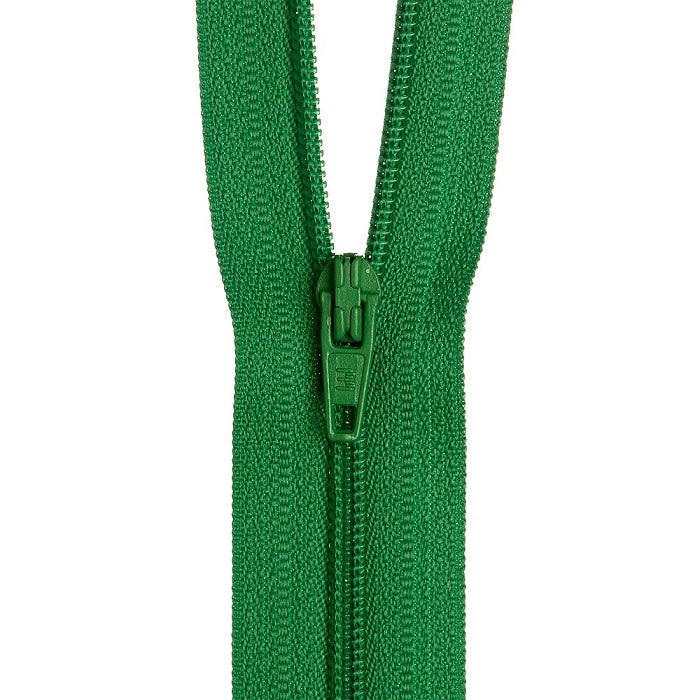 Green nylon dress zip.