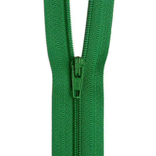 Green nylon dress zip.