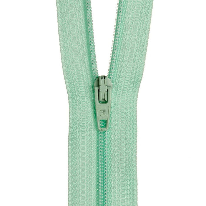 Light green nylon dress zip.