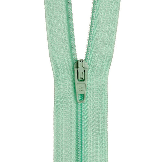 Light green nylon dress zip.