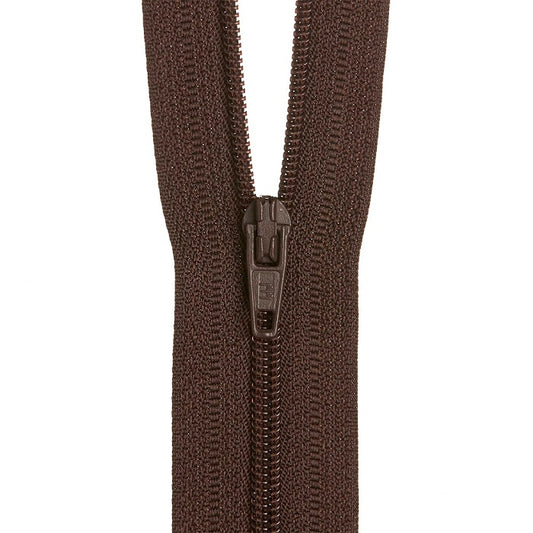 Brown nylon dress zip.