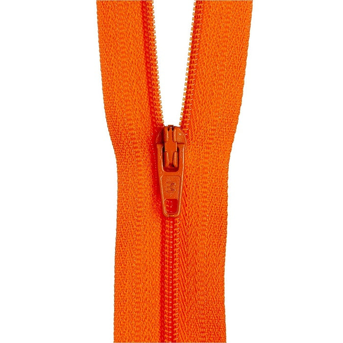 Orange nylon dress zip.