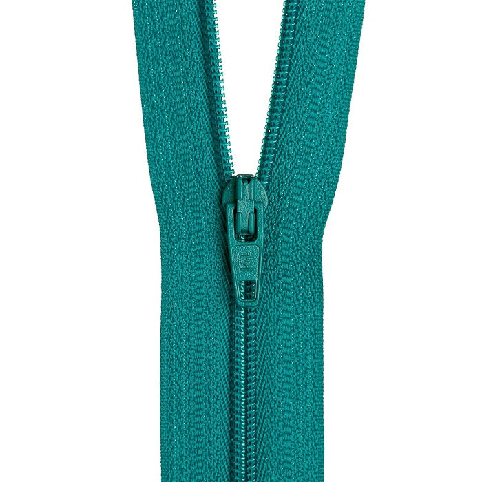 Teal nylon dress zip.
