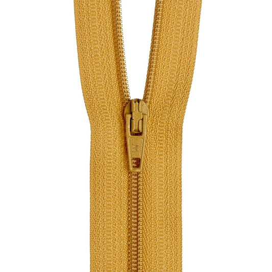 Gold tan nylon dress zip.