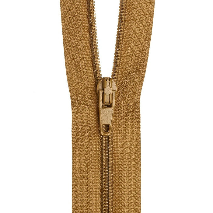 Mid brown nylon dress zip.