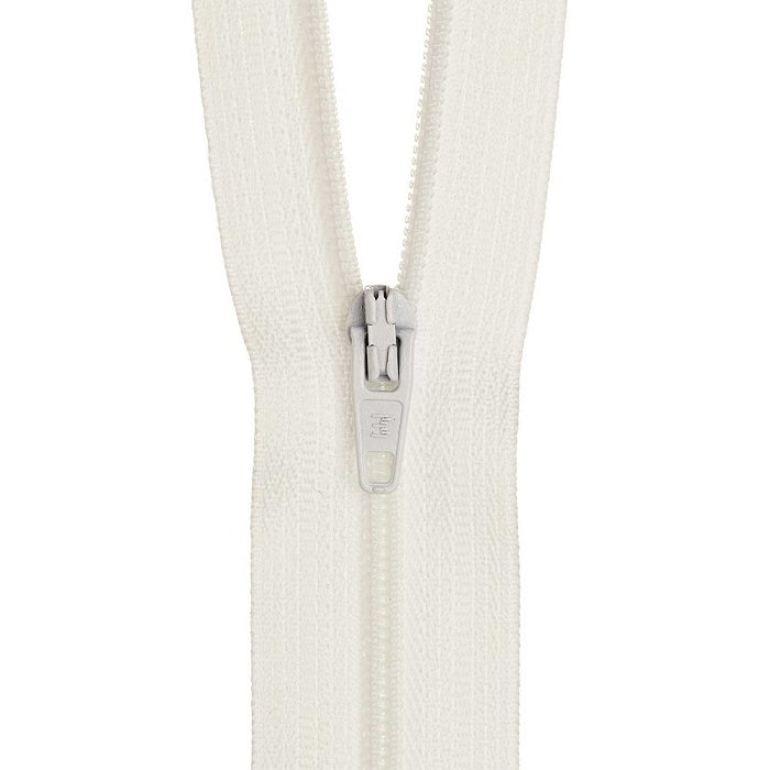 White nylon dress zip.
