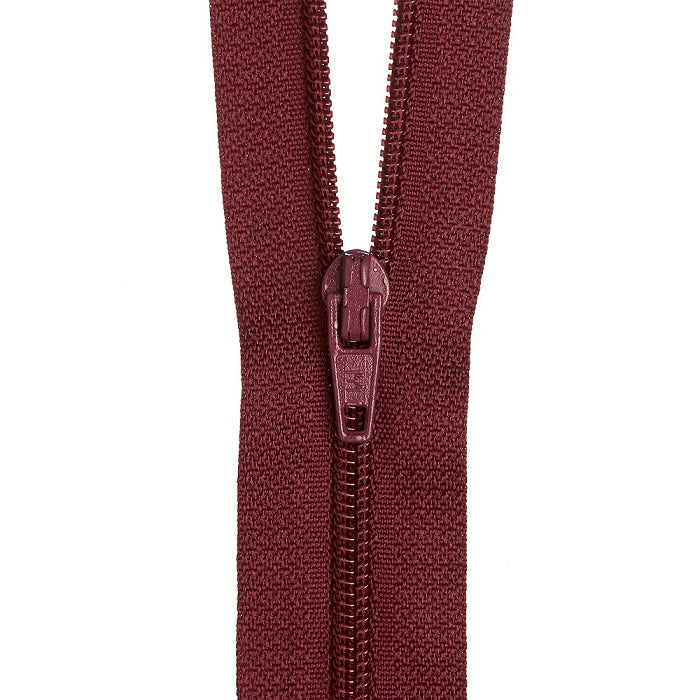 Maroon nylon dress zip.
