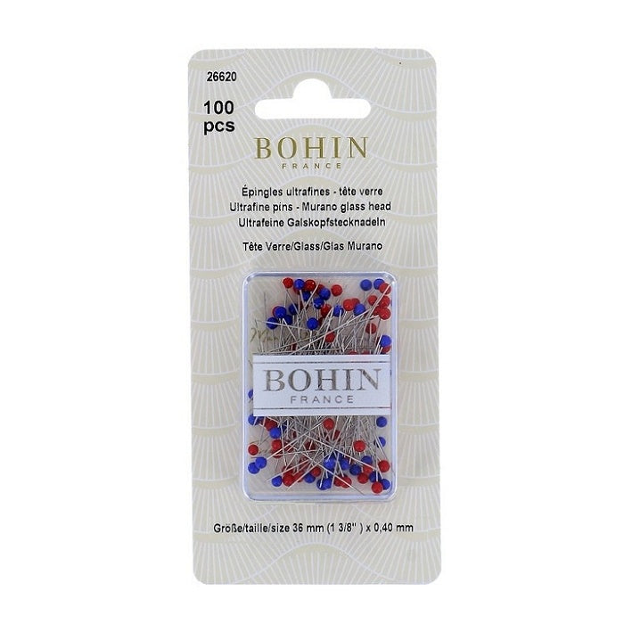 Packaged blue and red pins with Bohin branding.