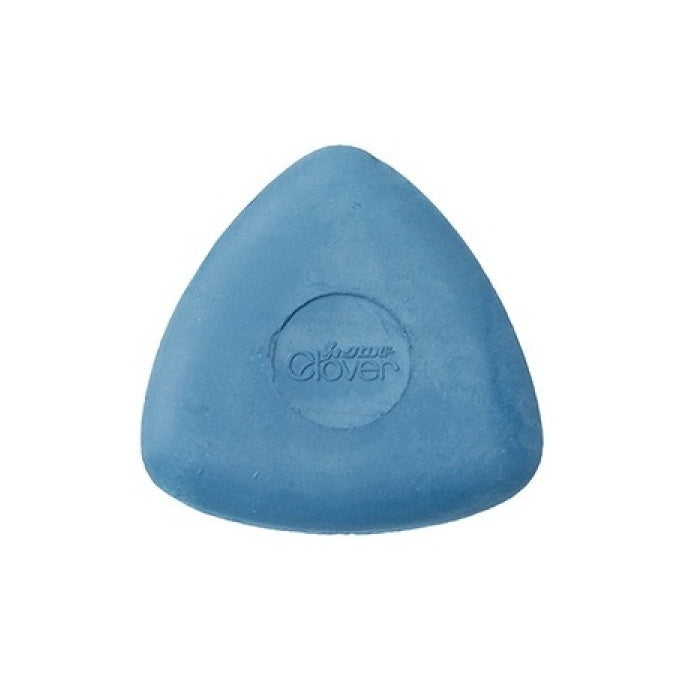 Blue triangular chalk with Clover branding.