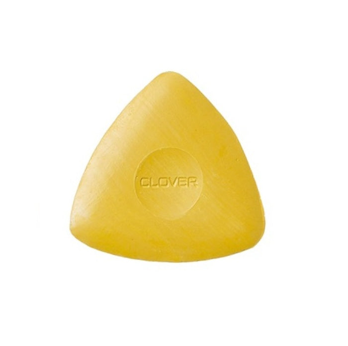 Yellow triangular chalk with Clover branding.