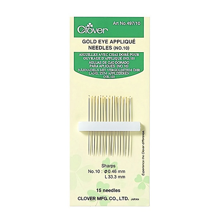 Pack of applique needles with Clover branding.