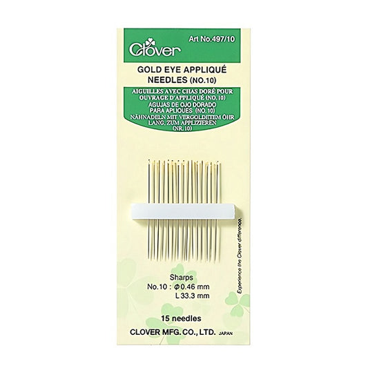 Pack of applique needles with Clover branding.