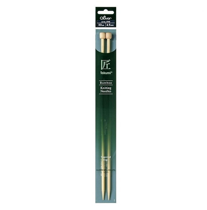 Packaged bamboo knitting needles with Clover branding.