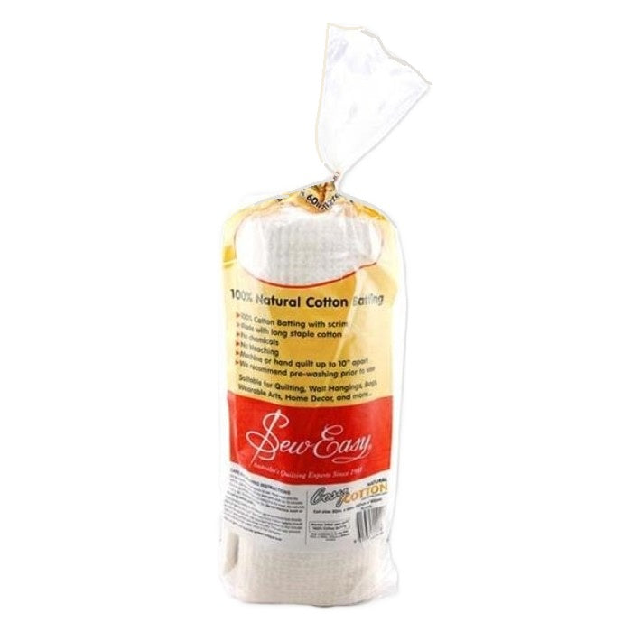 Cot batting in plastic bag with Sew Easy branding.