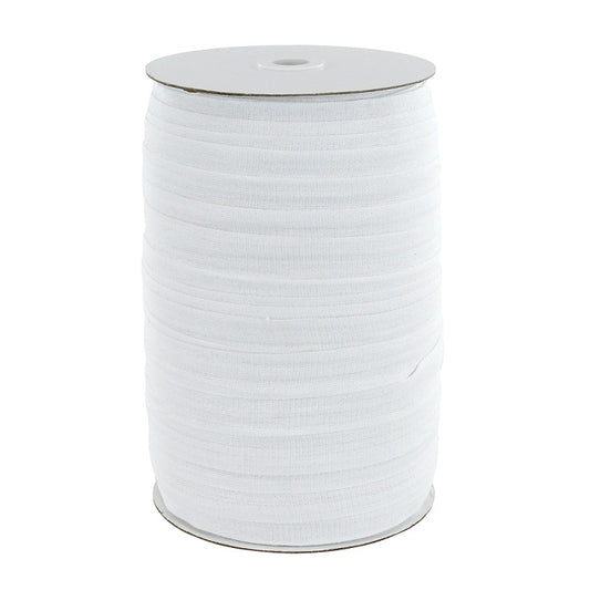 Carboard roll of white cotton tape.