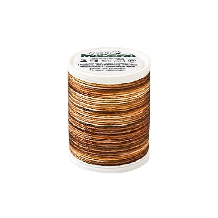 Spool of brown variagated thread with Madeira branding.