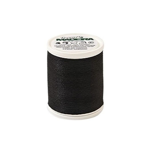 Spool of black thread with Madeira branding.
