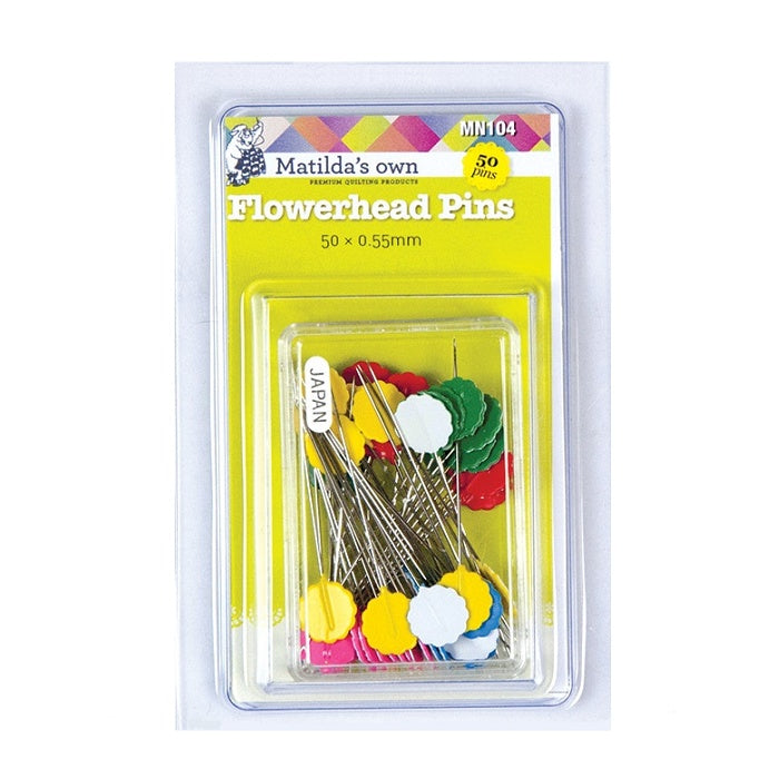 Pack of brightly coloured flower head pins.