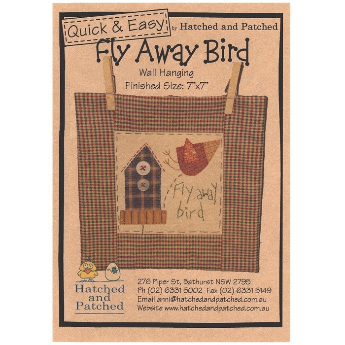 Wall hanging pattern with bird and birdhouse applique.