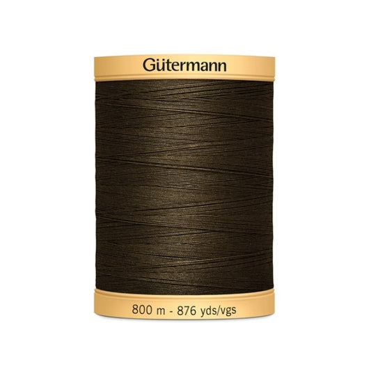Spool of dark brown thread with Gutermann 800m branding.