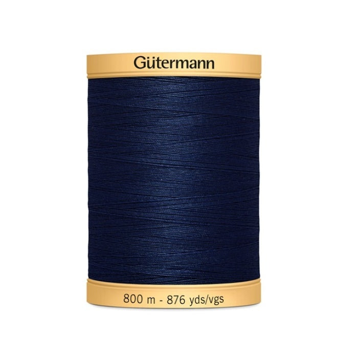 Spool of navy thread with Gutermann 800m branding.