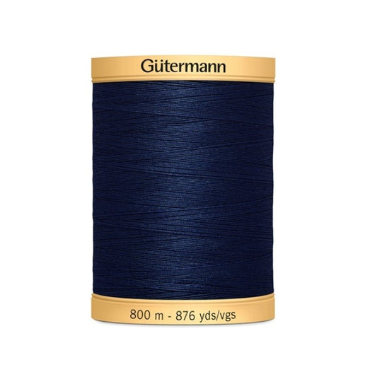 Spool of navy thread with Gutermann 800m branding.