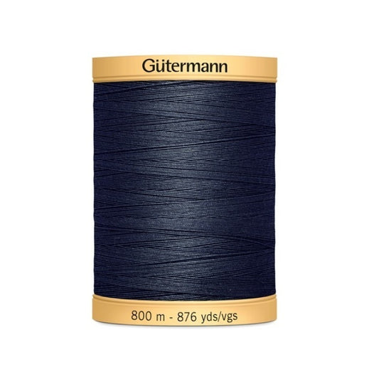Spool of very dark blue thread with Gutermann 800m branding.