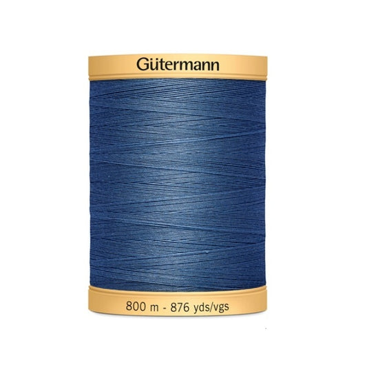 Spool of blue thread with Gutermann 800m branding.