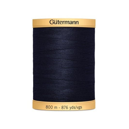 Spool of navy thread with Gutermann 800m branding.