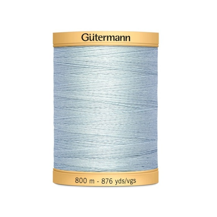 Spool of very light blue thread with Gutermann 800m branding.