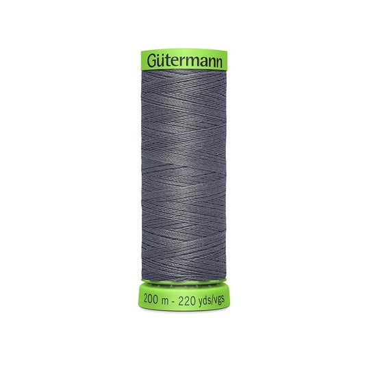Spool of dark grey extra fine thread with Gutermann branding.