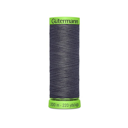 Spool of dark grey extra fine thread with Gutermann branding.