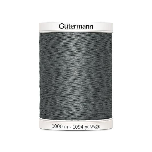 Grey sewing thread spool with Gutermann branding.