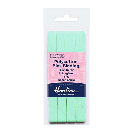 Pack of aqua green bias binding with Hemline branding.