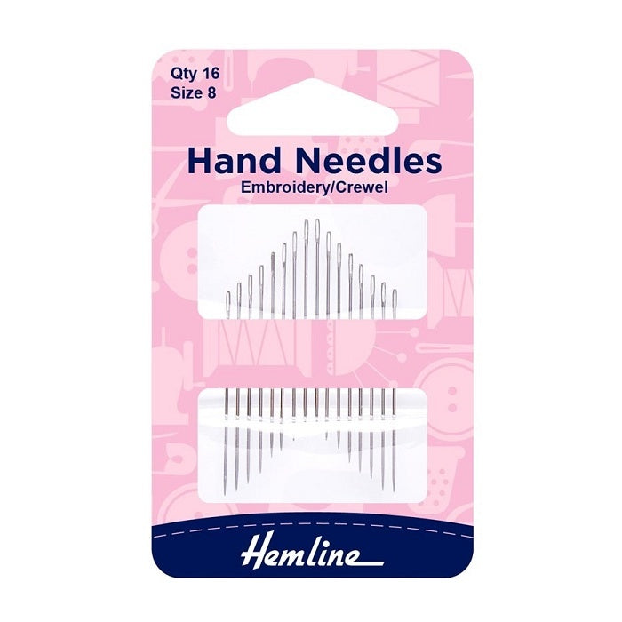 Pack of Hemline embroidery hand needles.